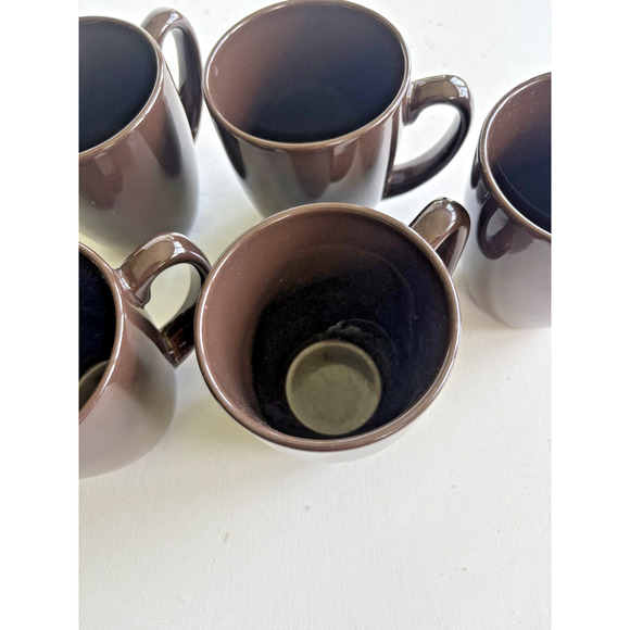 Set of 5 - Corelle Stoneware Chocolate Brown Coffee Mugs Cups - Good Shape! - Picture 3 of 4